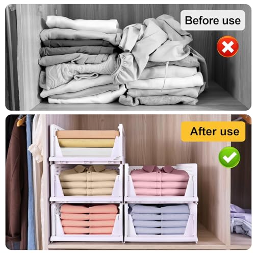Stackable Plastic Storage Basket (5 * 5L) (White, Large) O276