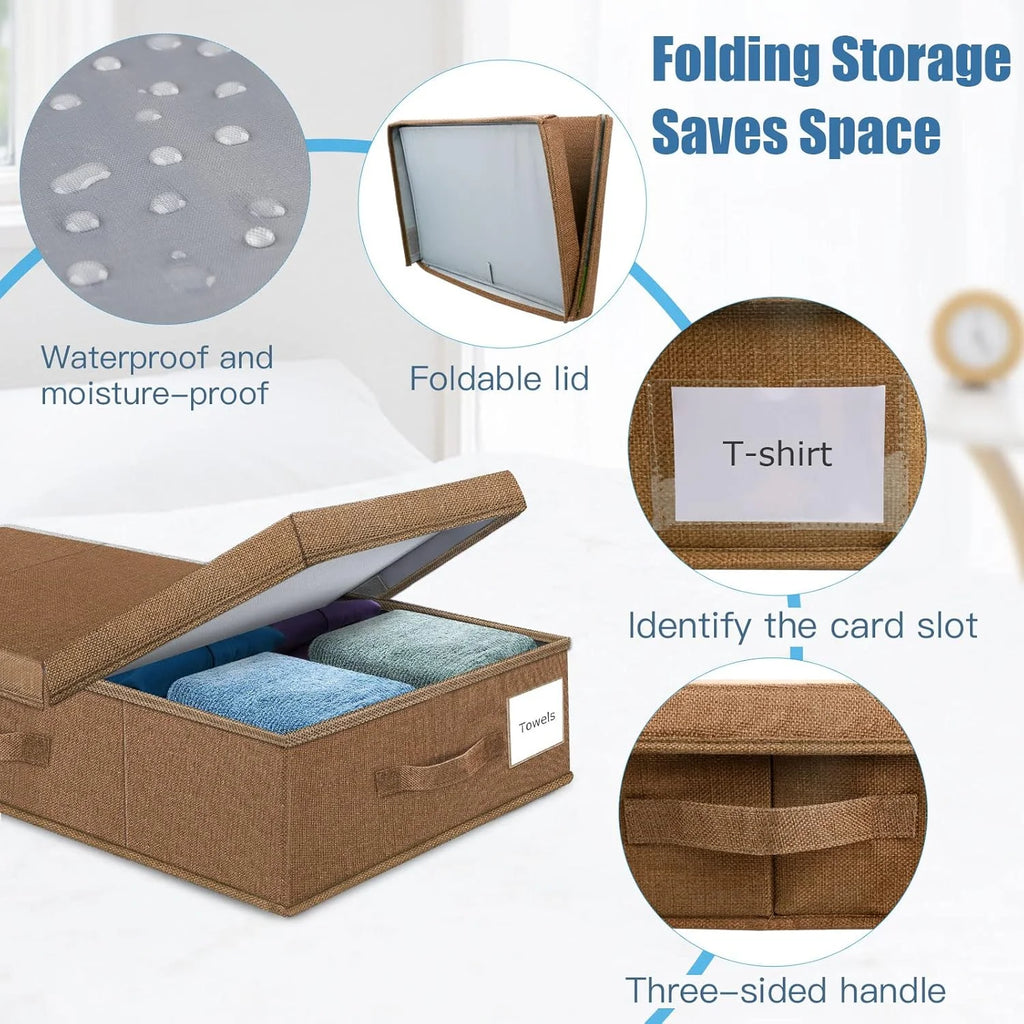 Cyan Blue Underbed Storage Containers with Lids (2pcs) Large Foldable C169944