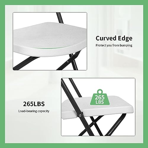 White Plastic Folding Chairs Set of 4 with Metal Frame O376263