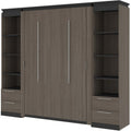 98" Full Murphy Bed and 2 Bookcases with Drawers in Bark Gray R754