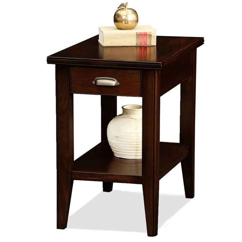 Traditional Wood End Table with Storage Drawer in Chocolate B1563