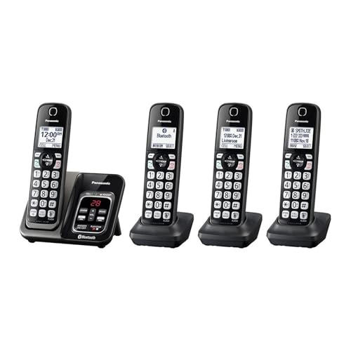 Metallic Black Cordless Phone System with 3 Handsets X839