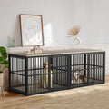 Dog Crate Furniture Large Breed TV Stand with Double Rooms Wooden Dog Kennel with Removable Divider N1222
