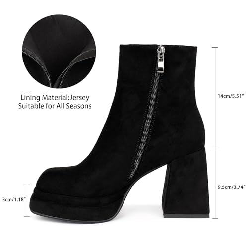 Platform Boots with Chunky Heel and Square Toe C143