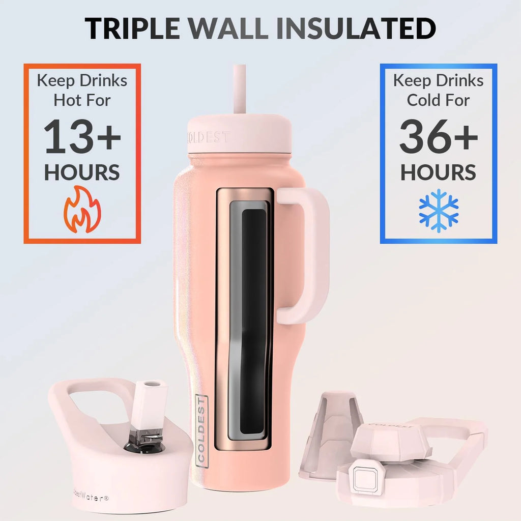 36 oz Insulated Stainless Steel Tumbler with Handle and Straw Lid U30121