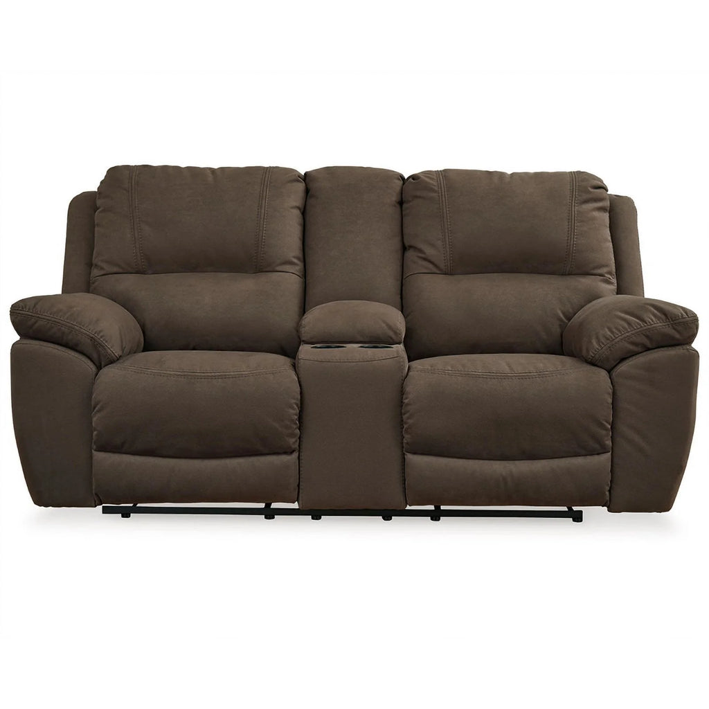 Brown Faux Leather Power Reclining Loveseat P204