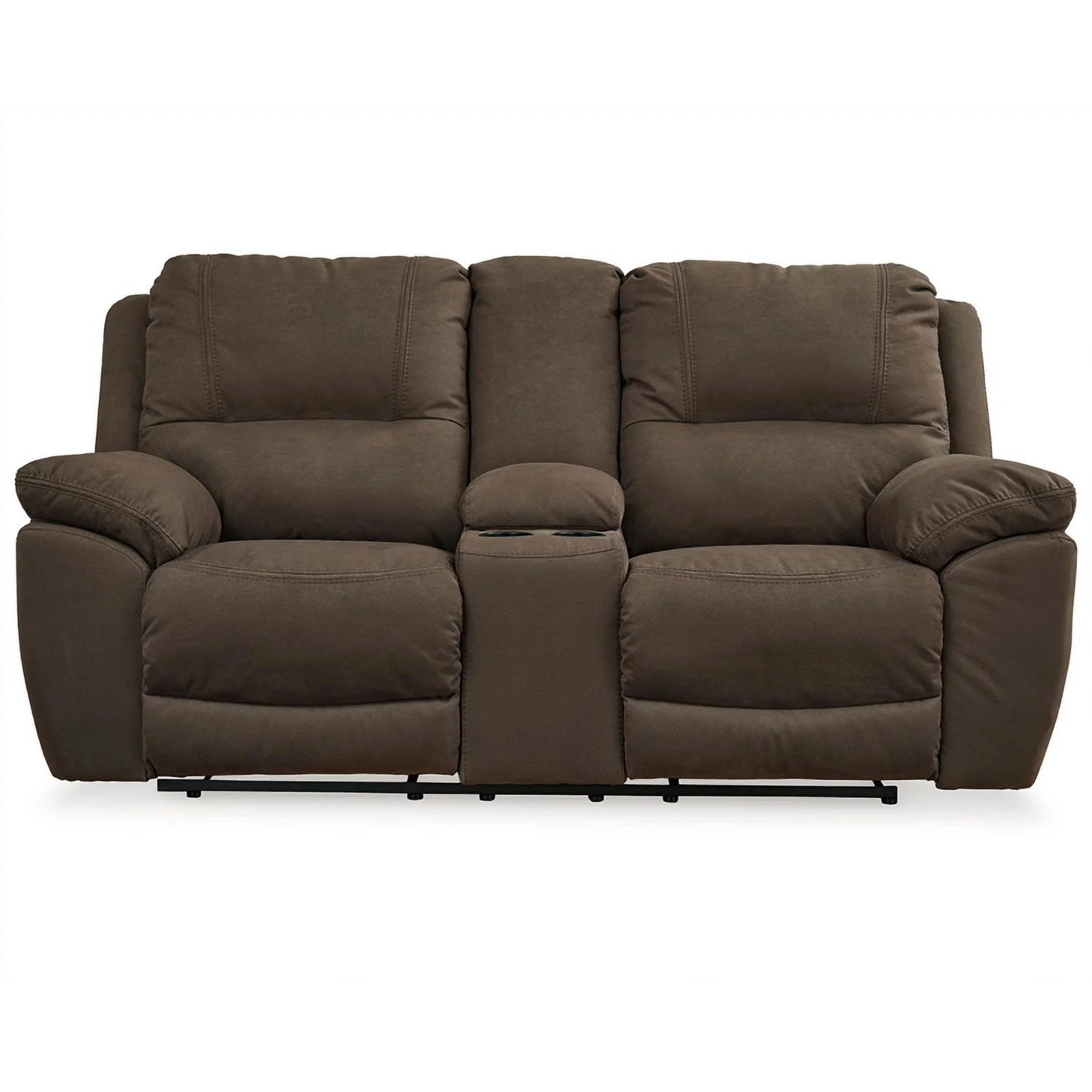 Brown Faux Leather Power Reclining Loveseat P204
