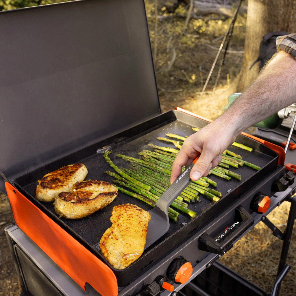20"x14" 2-Burner Propane Camping Griddle with Latching Hood V787