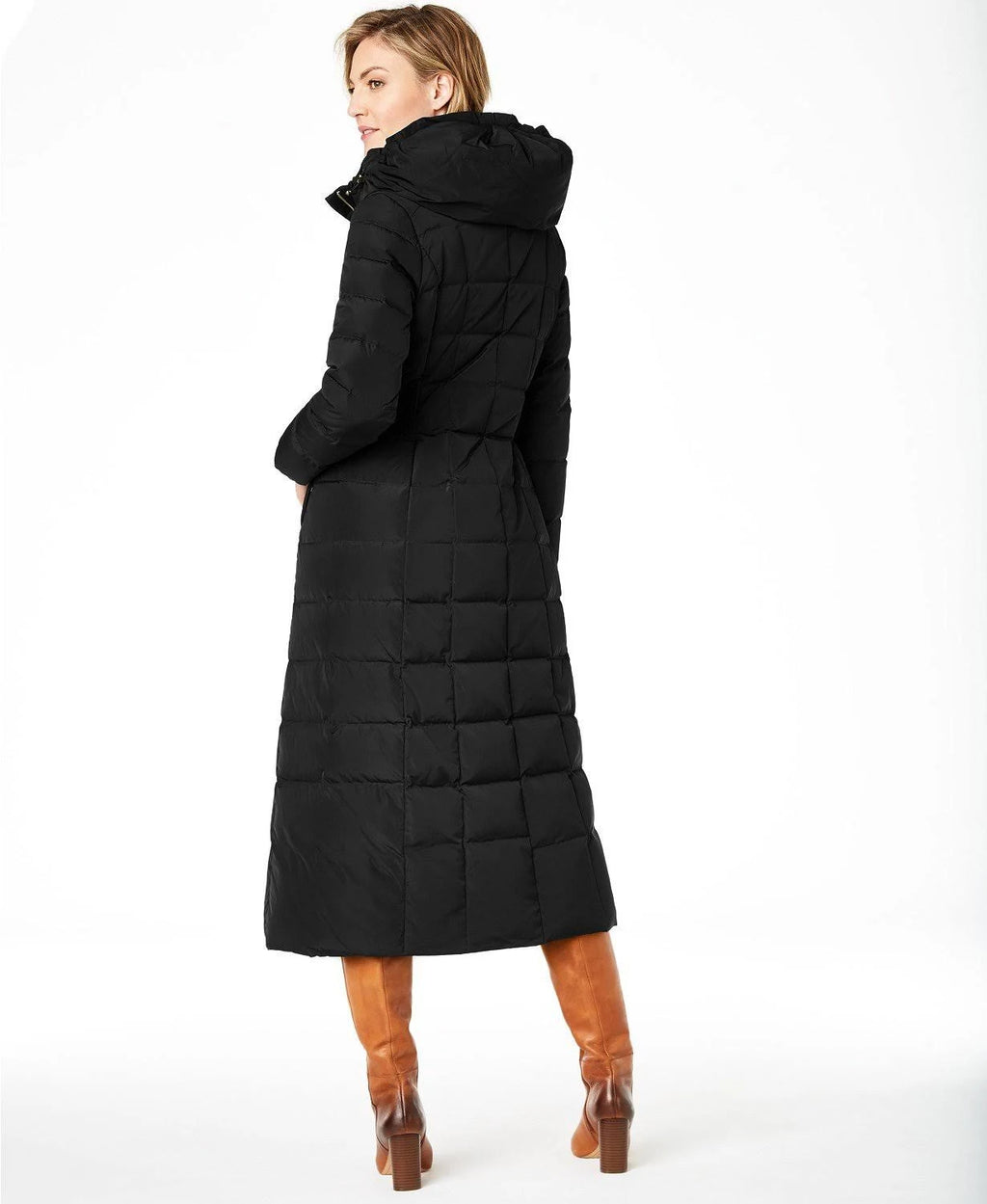 Black Maxi Puffer Coat Q802695