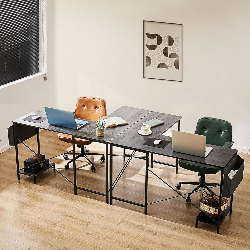 Grey 50 Inch Corner Computer Desk with CPU Stand V6139