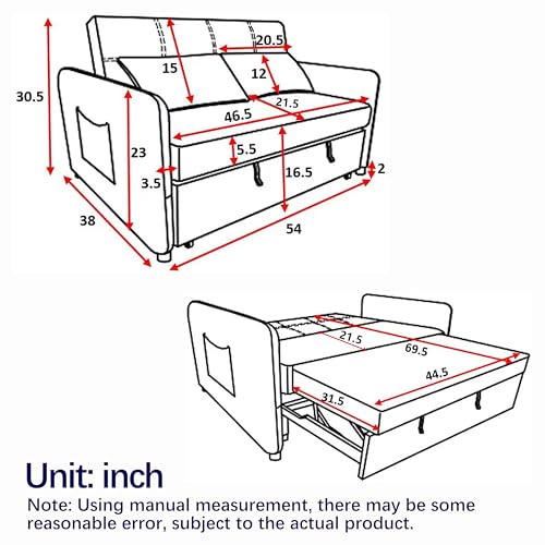 Grey Velvet Convertible Sofa Bed with Pull-out Bed H726479