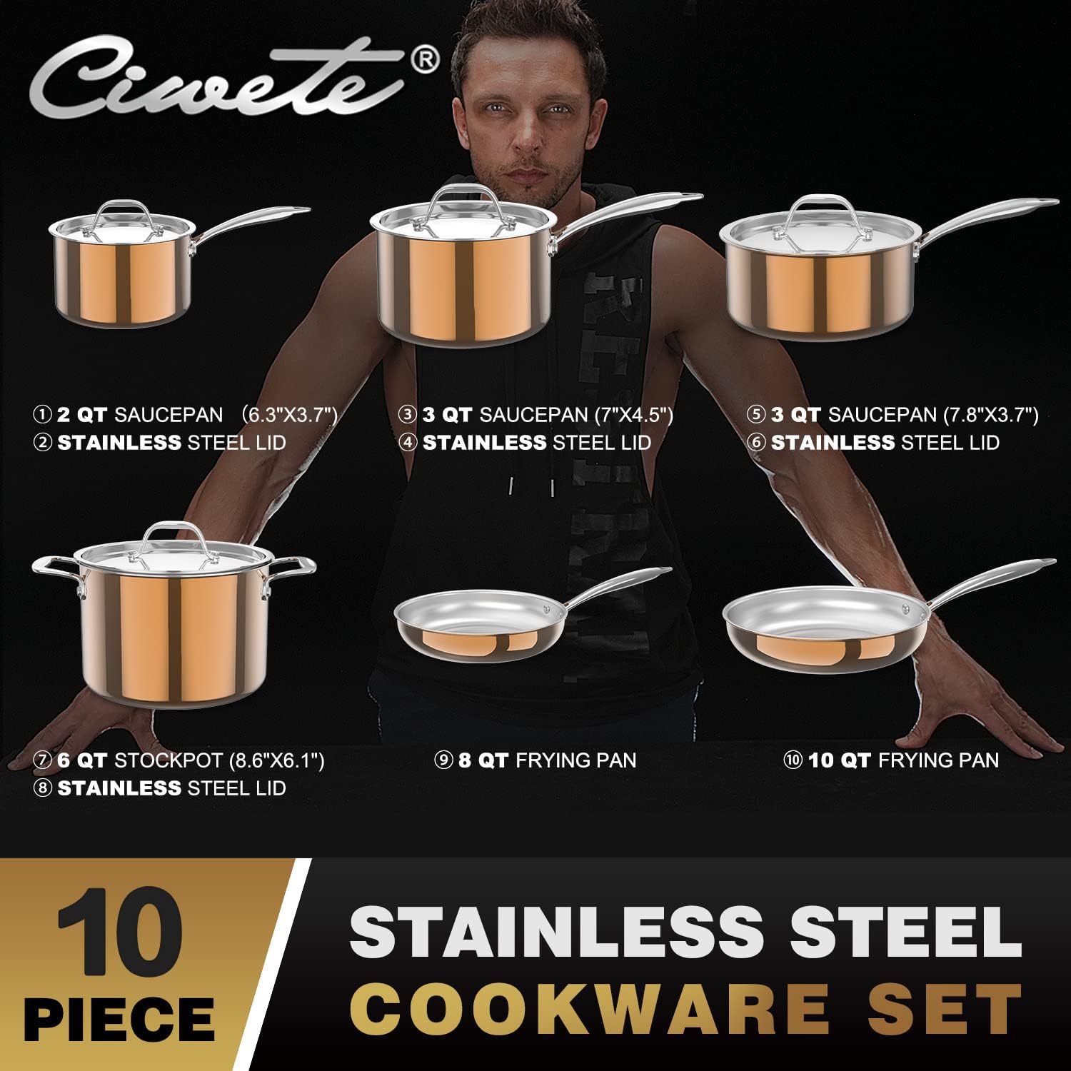 11pc Stainless Steel Cookware Set V373889