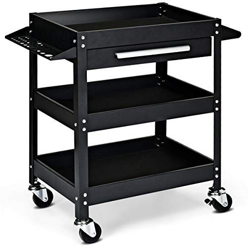 3 Tier Rolling Tool Cart with Storage Drawer G58573