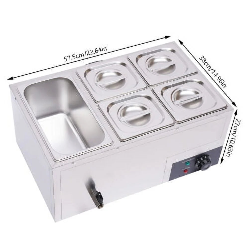 600W Stainless Steel Electric Food Warmer with 5 Pans J921