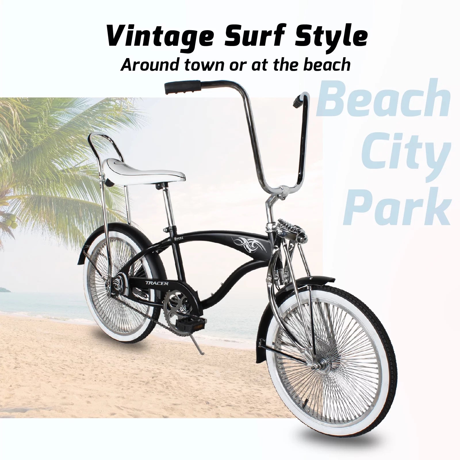 20 inch Matte Black Beach Cruiser Bike E98236