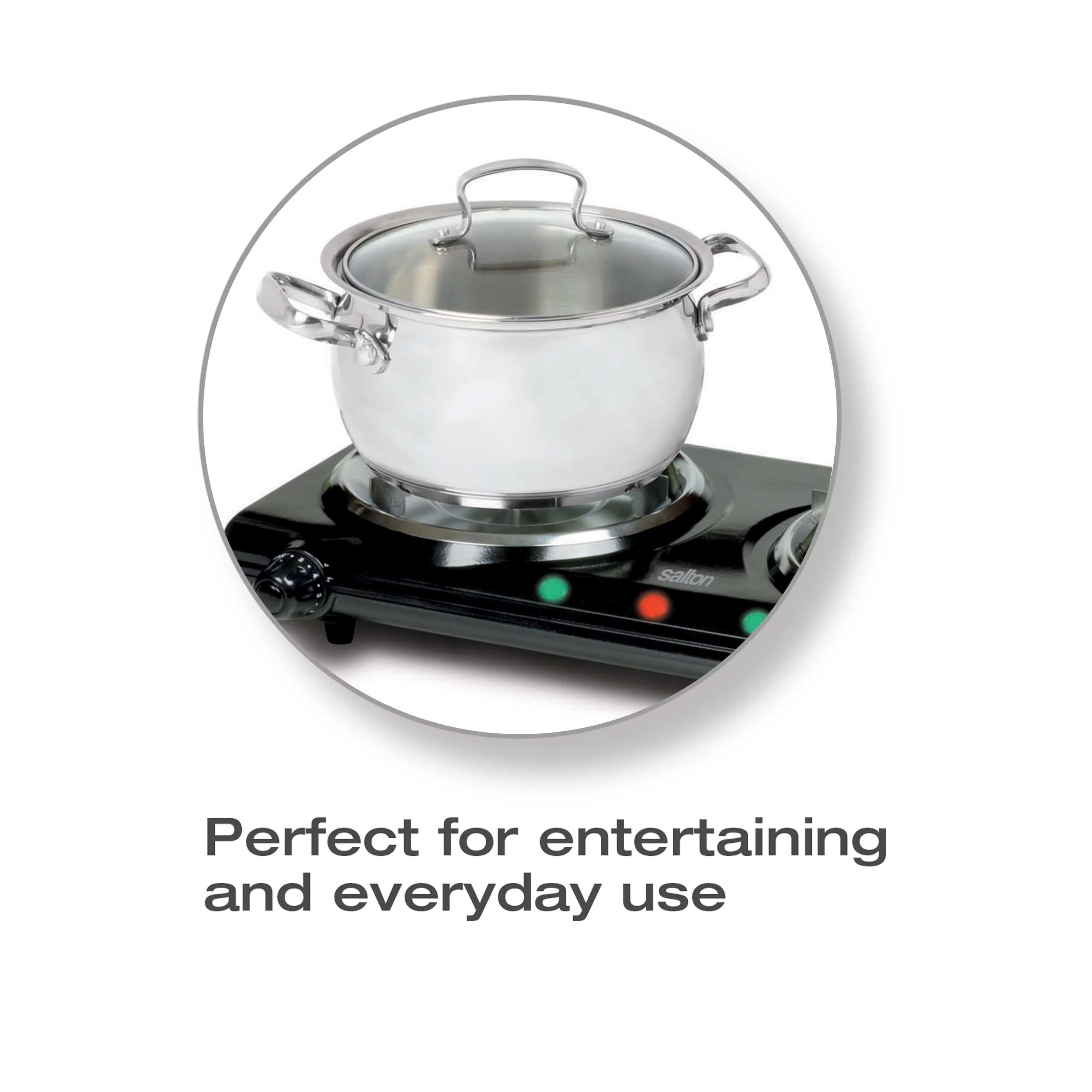 Black Portable Double Burner Cooktop U438
