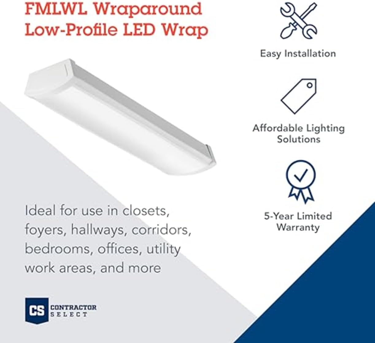 LED Flush Mount Ceiling Light, 4-Foot, 3000K-5000K Switchable Color Temperature X80108