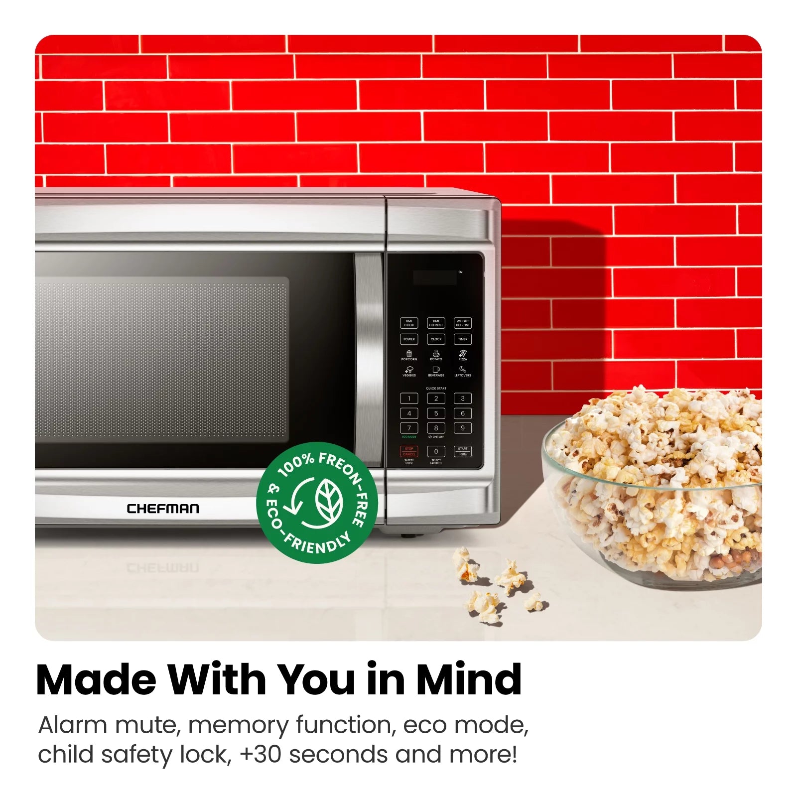1.3 Cu Ft 1000 Watts Stainless Steel Countertop Microwave Oven S383822