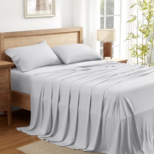 Queen Sheets Set, 100% Viscose Derived from Bamboo, Deep Pocket Up to 16", Dark Emerald Green W6856