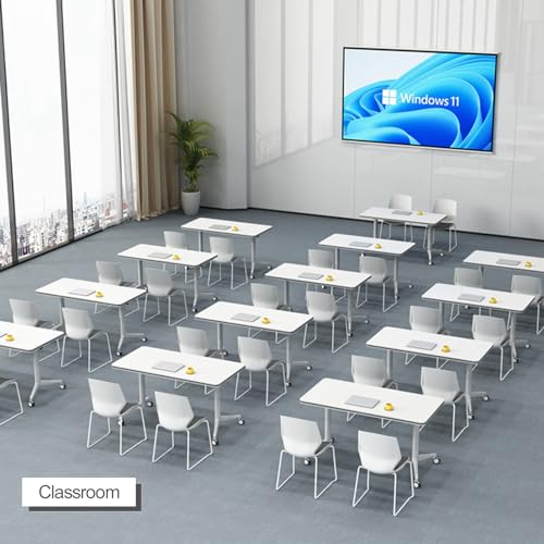 4Pcs White Foldable Conference Table with Caster Wheels G3489