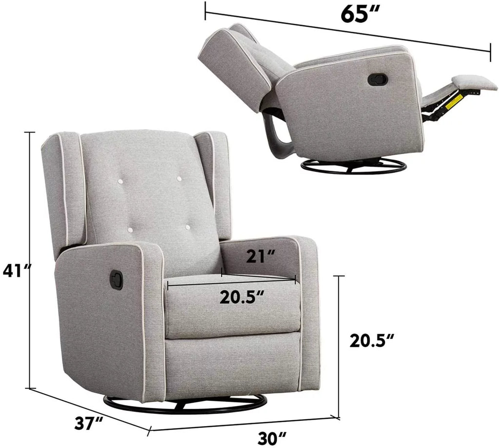 Gray Manual Swivel Rocker Recliner Chair K234042