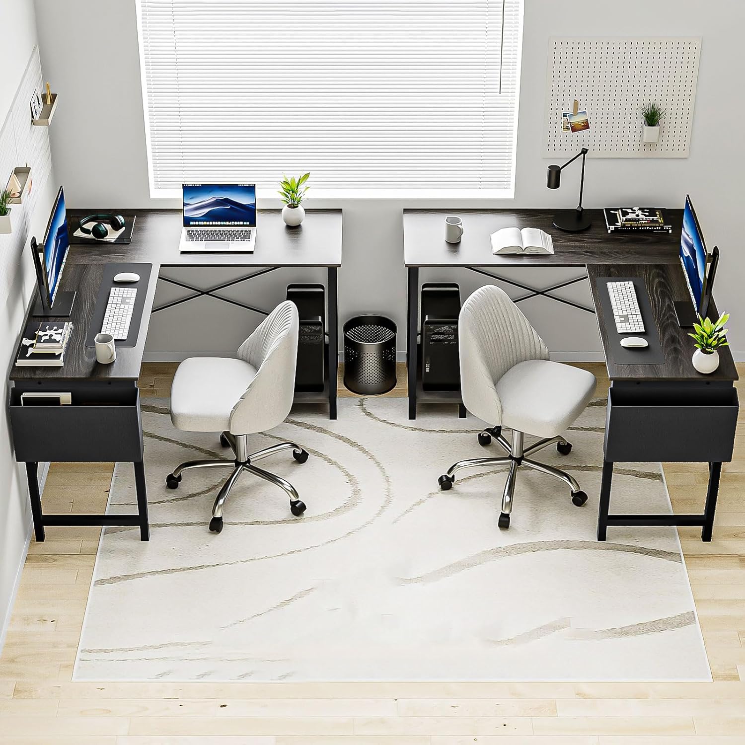 Grey 50 Inch Corner Computer Desk with CPU Stand V6139