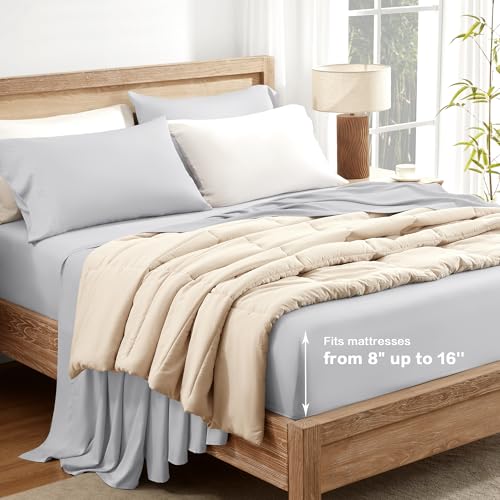 Queen Sheets Set, 100% Viscose Derived from Bamboo, Deep Pocket Up to 16", Dark Emerald Green W6856