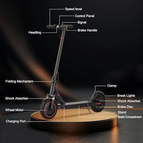 Folding Electric Scooter with 10" Solid Tires, 500W Motor, 22 Miles Long Range P4484
