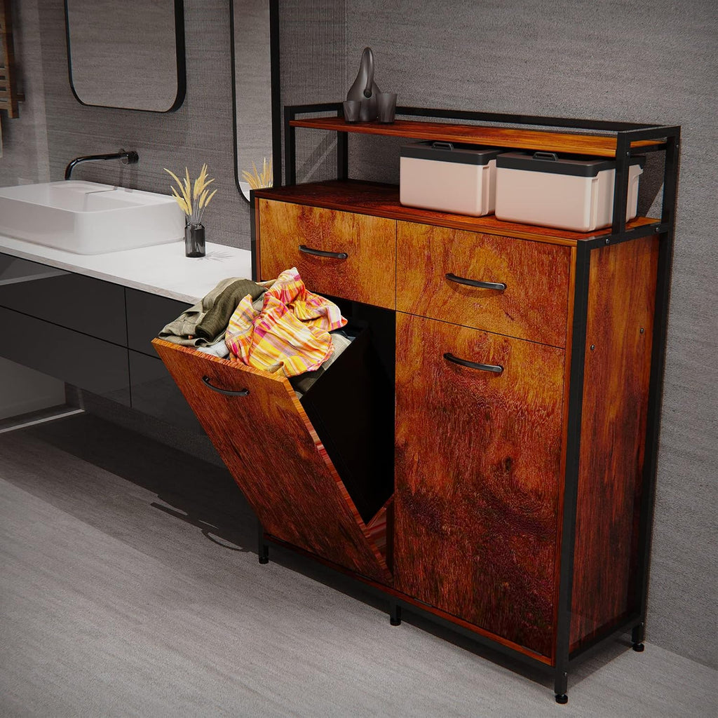Dual Tilt Out Trash Cabinet with 2 Drawers and Shelf S883725