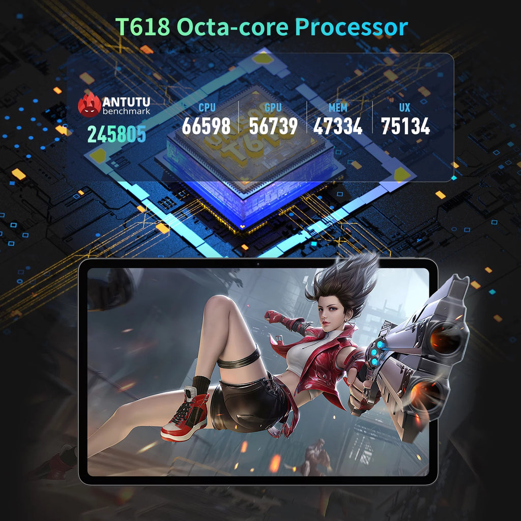 Android Tablet with Keyboard, FHD 2K Display 10.4 Inch 2 in 1 Tablet, Octa Core Gaming Tablet with Case Mouse Stylus, 7000mAh Battery Fast Charge, 20MP Camera, 2.4G/5G WiFi Tablet Q220