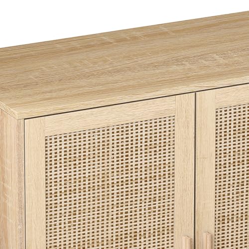 Natural Sideboard Cabinet with 4 Rattan Doors J561587