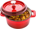 8 Ounce Red Enameled Cast Iron Mini Casserole Dish with Lid E38469
