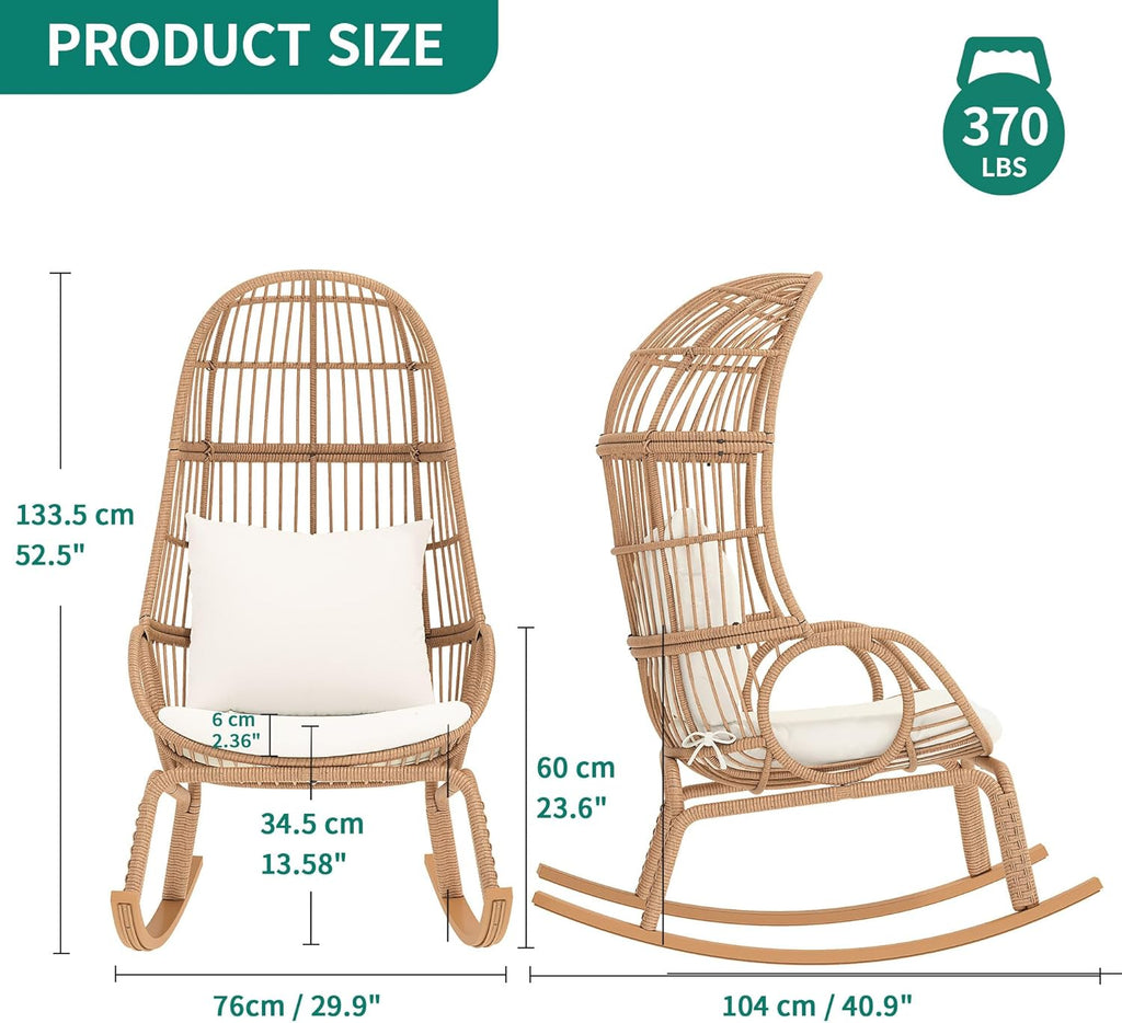 Beige Wicker Rocking Egg Chair B82875