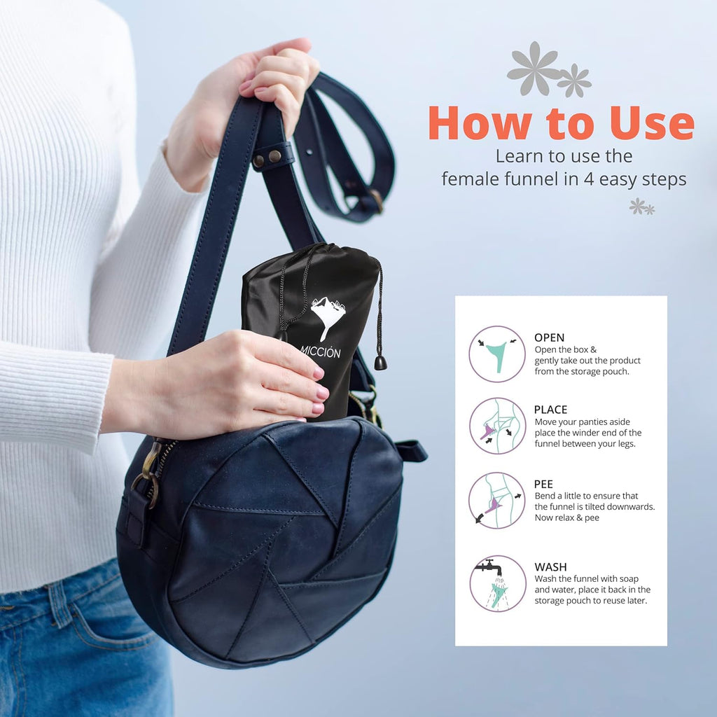 Female Urinal - Leakproof Pee Cup for Women - Reusable & Hygienic Portable Urinal Funnel, Jet Black R173540