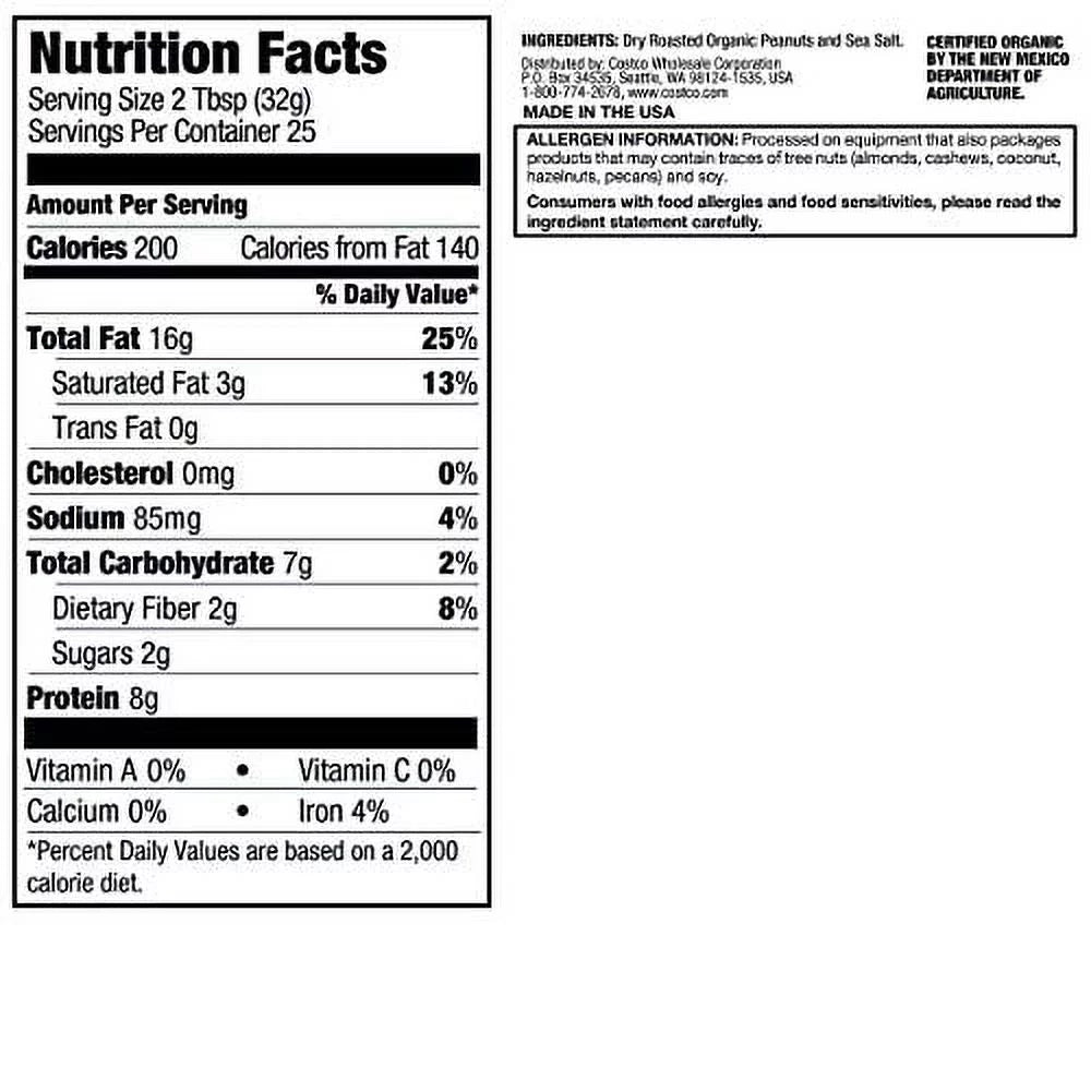 Organic Creamy Peanut Butter 28 Ounce 2 Pack D3434