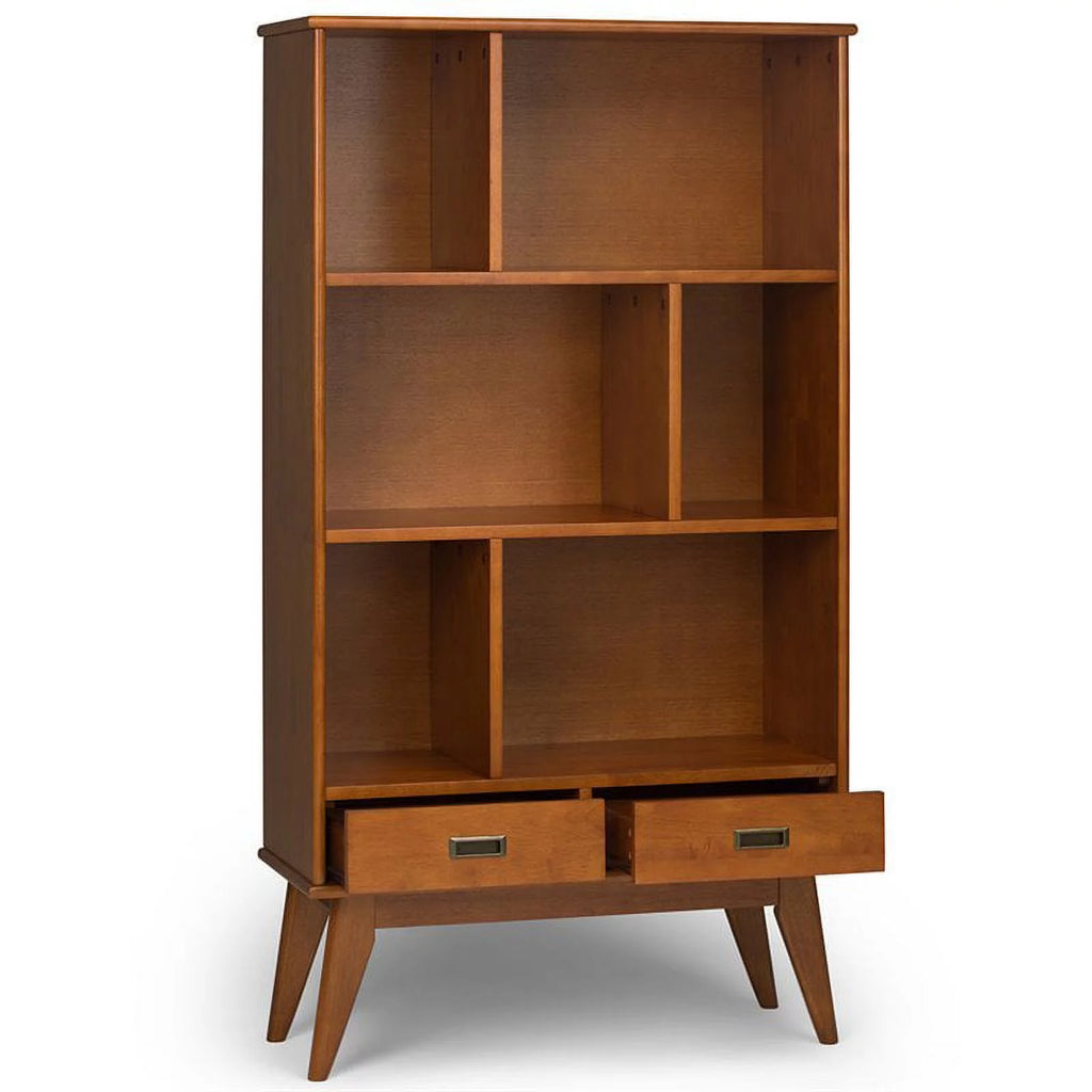 Teak Brown Mid Century Modern Wide Bookcase and Storage Unit Z954