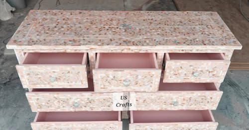 Pink Gray Hand Painted Wooden Chest of Drawers E3906