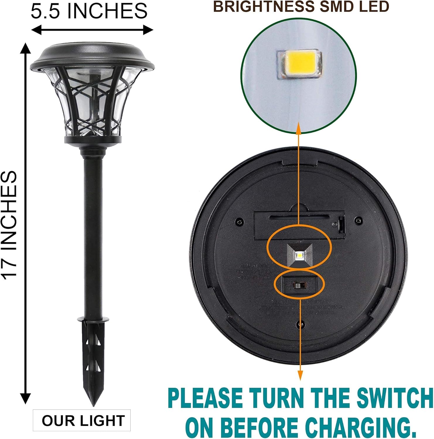 6 Pack Solar Powered Pathway Lights, Warm White A53755