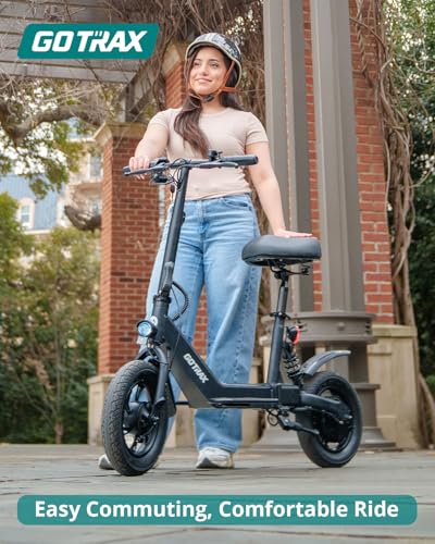 White Electric Scooter with Seat, 12" Pneumatic Tire, 400W Motor O603739