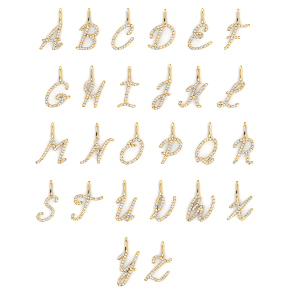 Diamond Script Letter Charm S1972