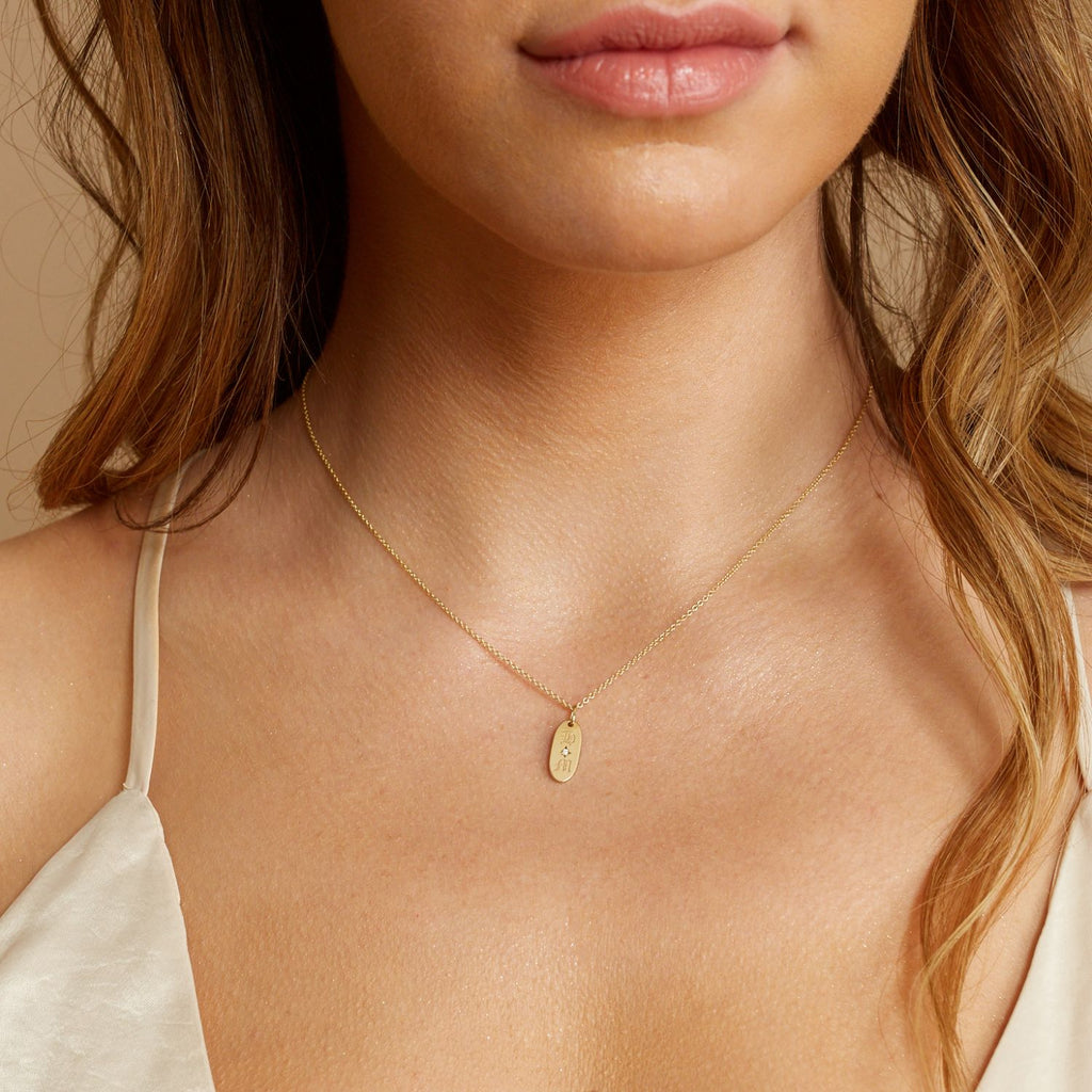 Oval Diamond Initial Charm A537