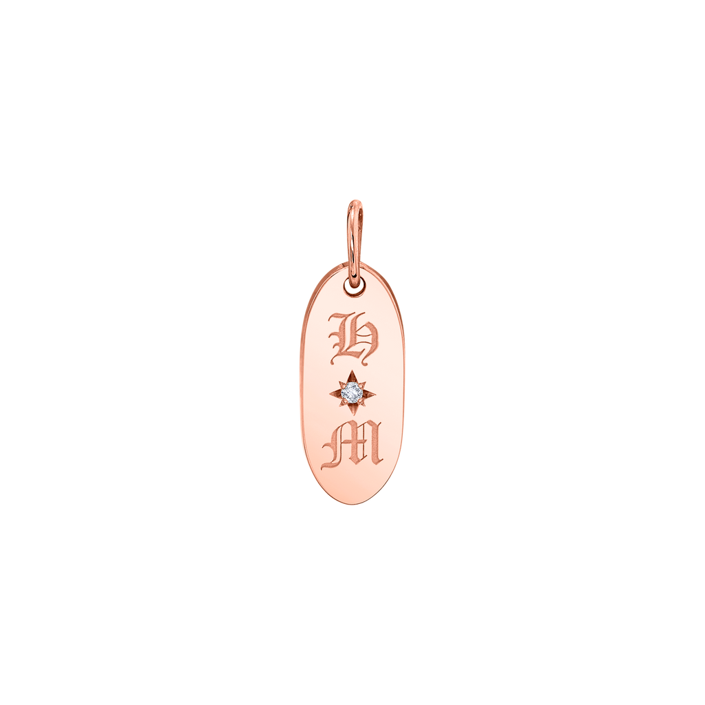 Oval Diamond Initial Charm A537