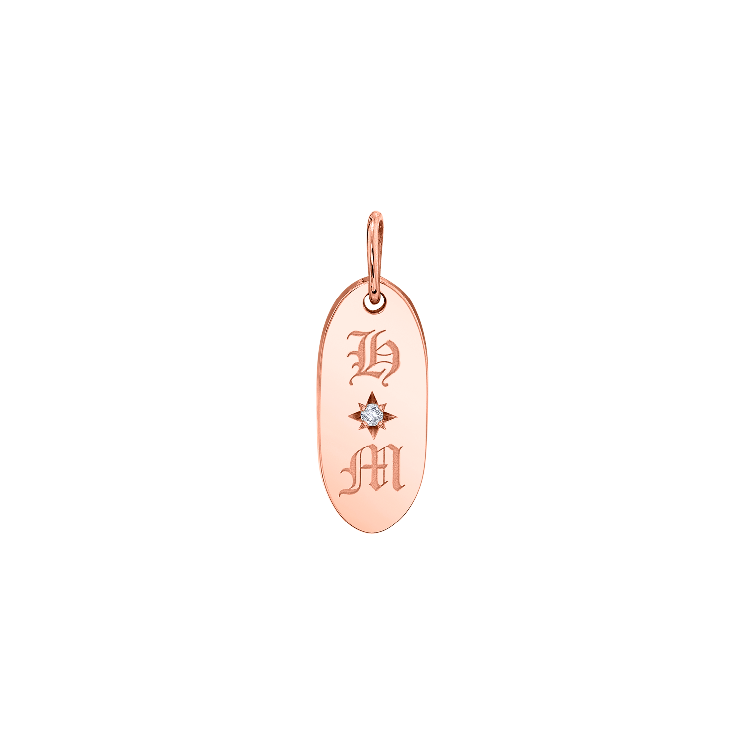 Oval Diamond Initial Charm A537