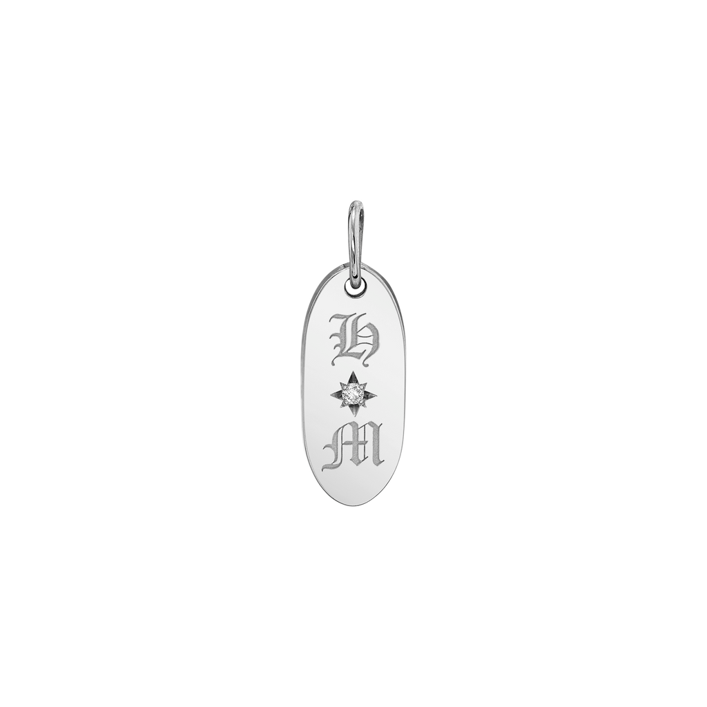 Oval Diamond Initial Charm A537