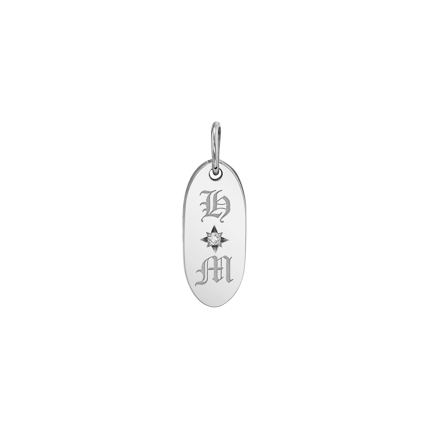 Oval Diamond Initial Charm A537