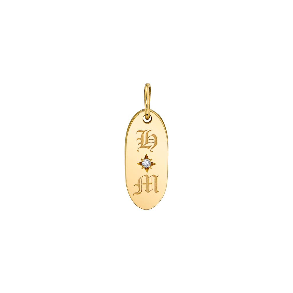 Oval Diamond Initial Charm A537