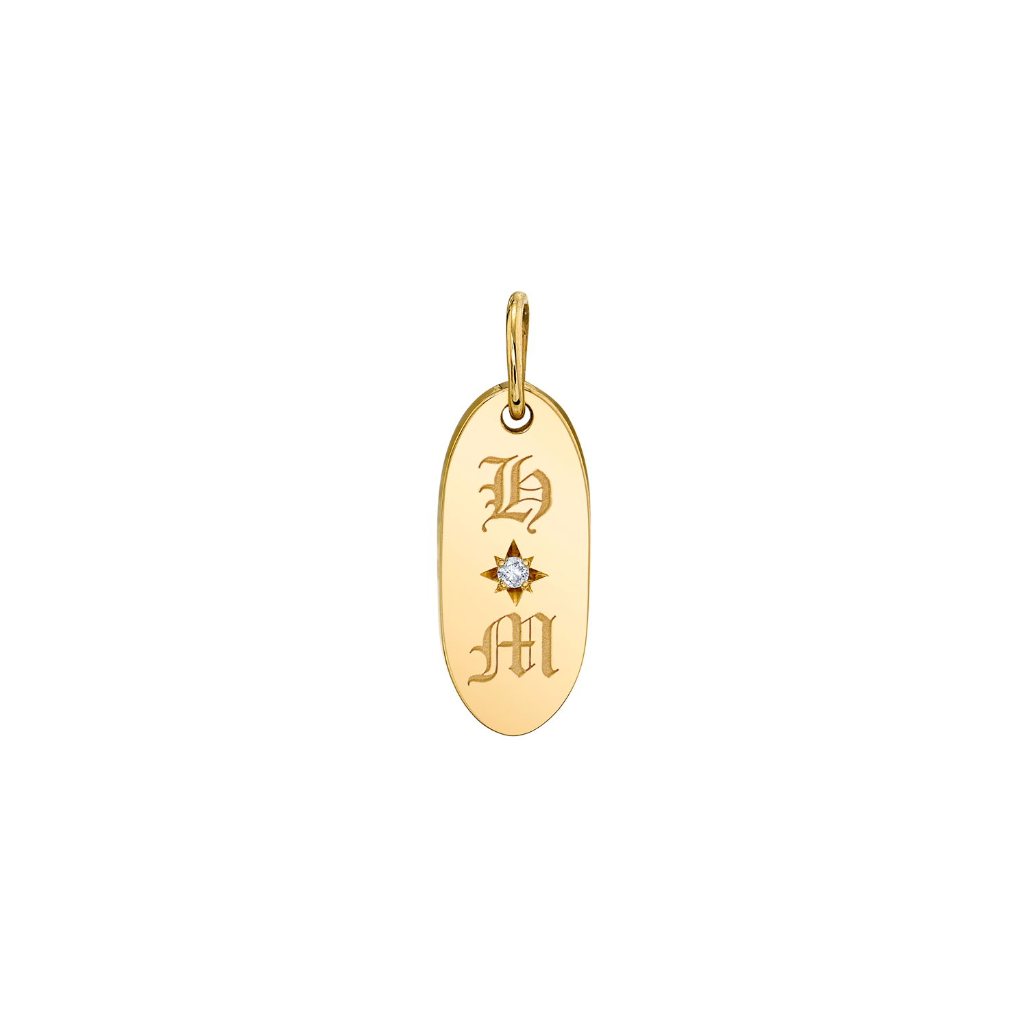 Oval Diamond Initial Charm A537