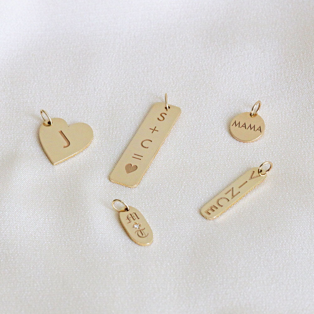 Oval Diamond Initial Charm A537