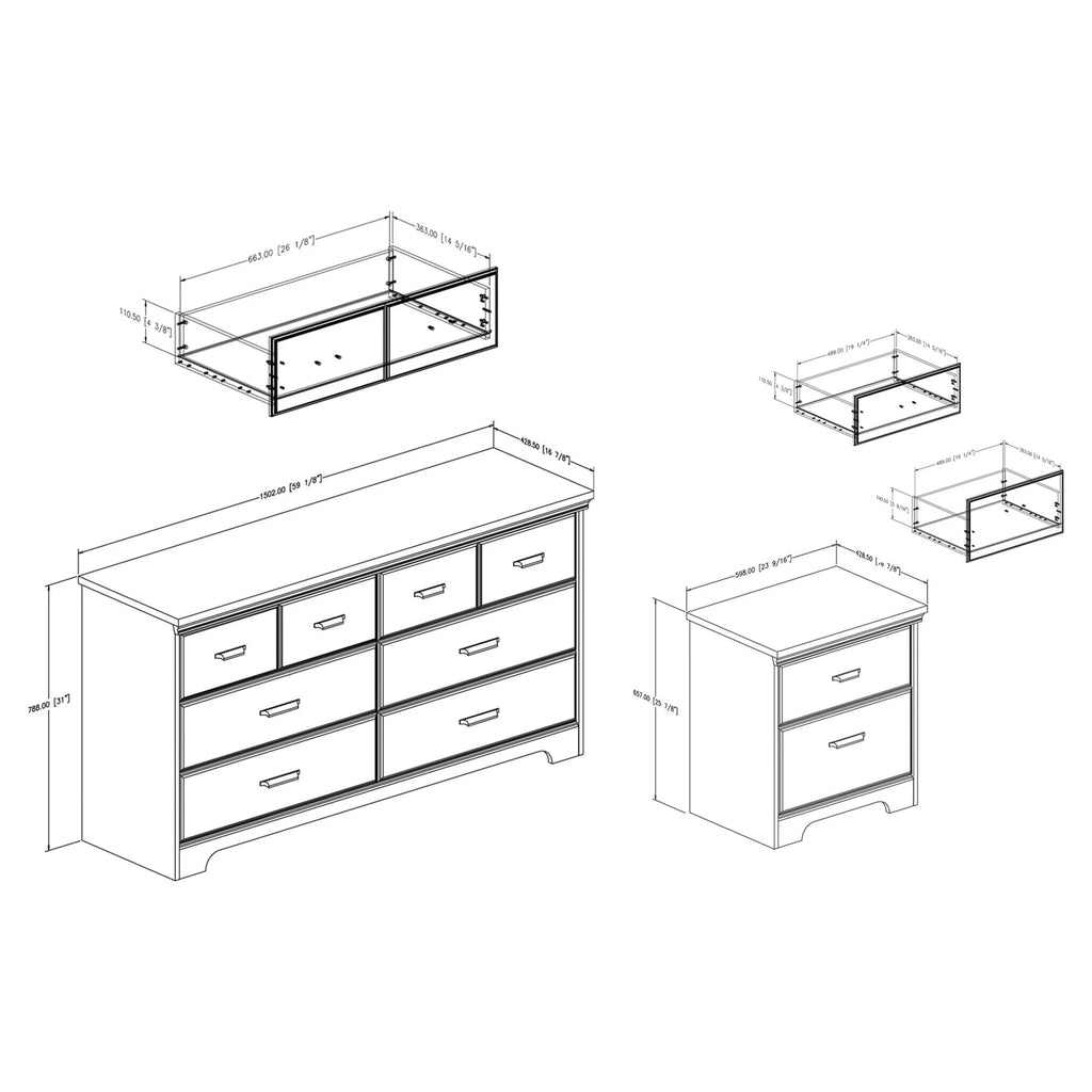 Gray 6-Drawer Double Dresser and 2-Drawer Nightstand J4538