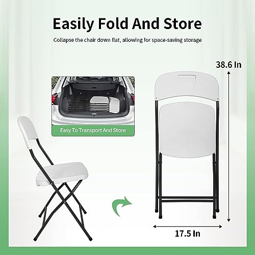 White Plastic Folding Chairs Set of 4 with Metal Frame O376263